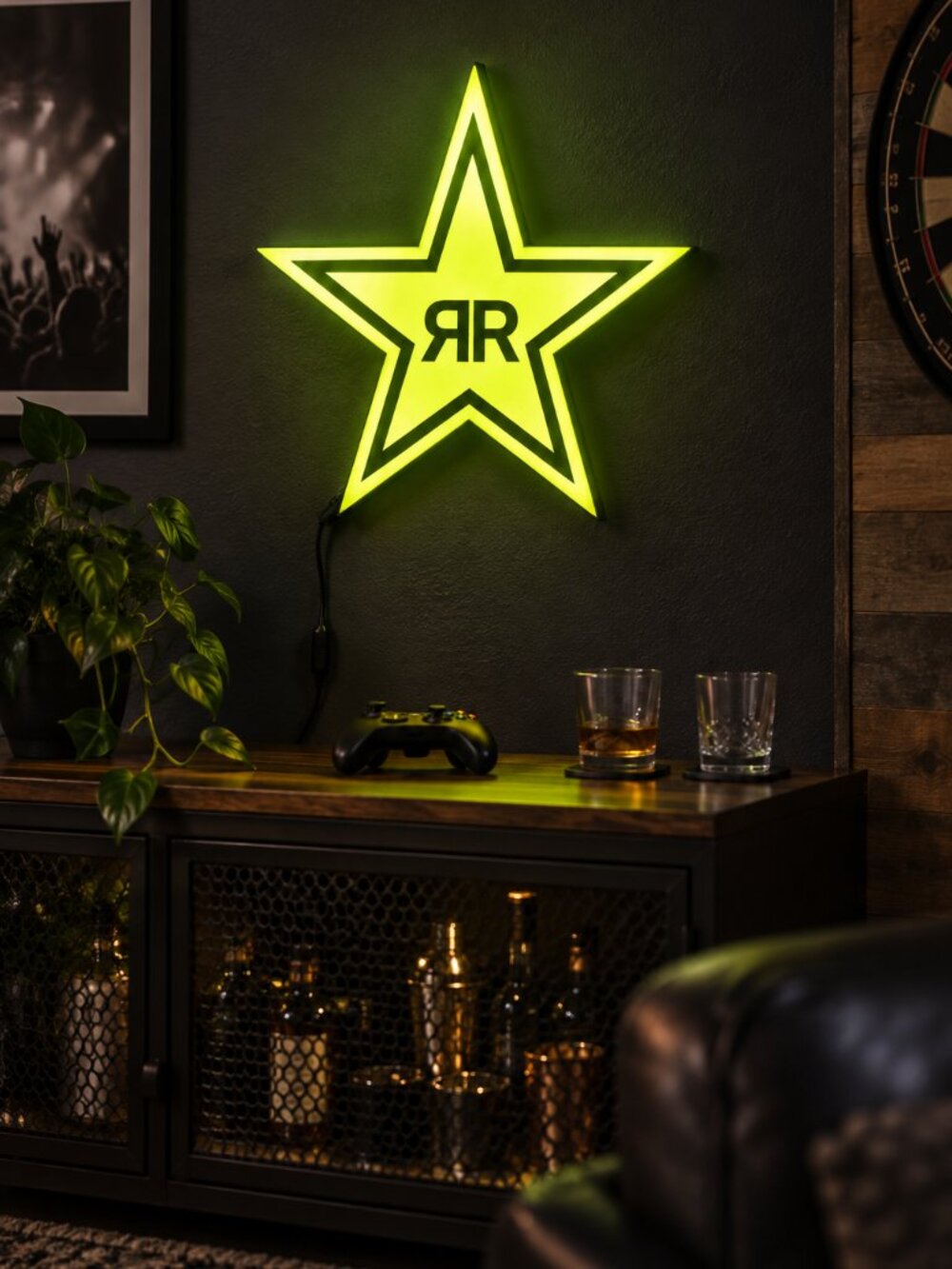 Rockstar Energy Drink Star LED Sign Light Up Wall Decor Bar Pub Man Cave Works